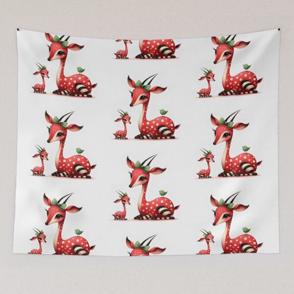 Item preview, A whimsical illustration of adorable red antelopes designed and sold by Beyondnote-Art.
