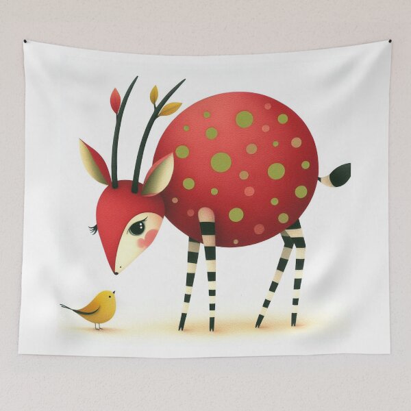 Item preview, A whimsical illustration of adorable red antelope designed and sold by Beyondnote-Art.