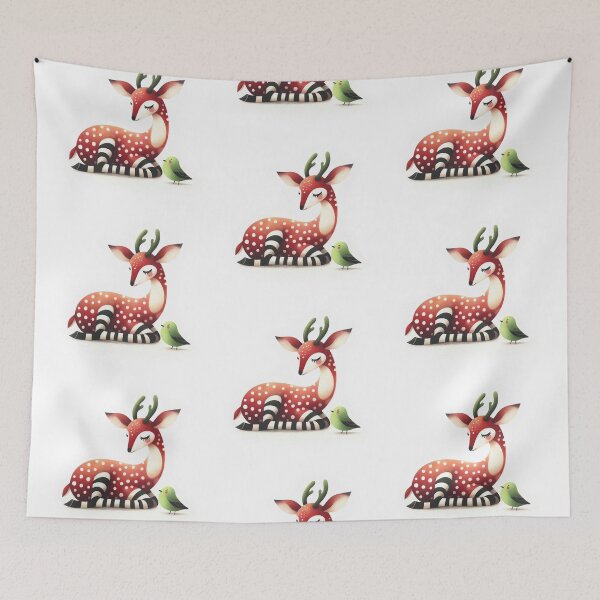 Item preview, A whimsical illustration of adorable red antelope designed and sold by Beyondnote-Art.