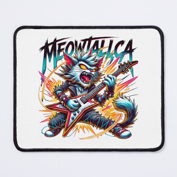 Item preview, funny Meowtallica Rock Star Cat Design designed and sold by DrawHandArt.