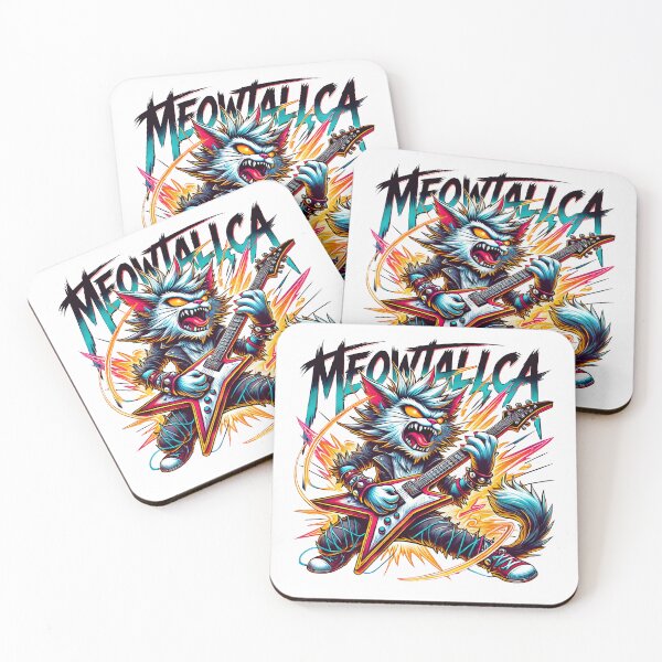 Item preview, funny Meowtallica Rock Star Cat Design designed and sold by DrawHandArt.