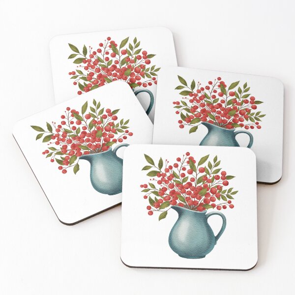 Item preview, Festive Floral Arrangement with Red Berries and Green Leaves designed and sold by AllaMashycheva.