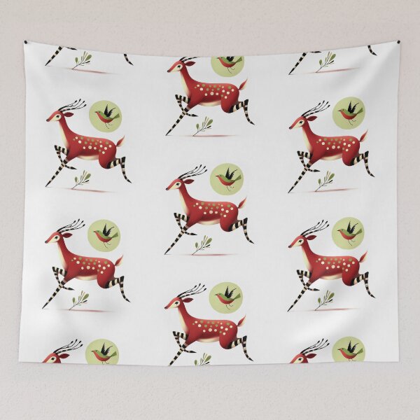 Item preview, A whimsical illustration of adorable red antelope designed and sold by Beyondnote-Art.