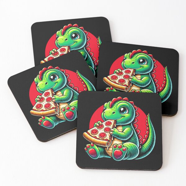 Item preview, Adorable Pizza-Loving Dinosaur Cartoon Design designed and sold by DrawHandArt.