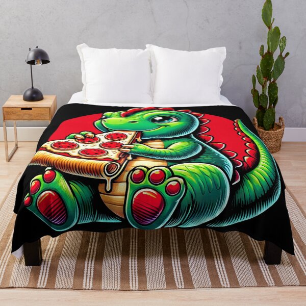 Item preview, Adorable Pizza-Loving Dinosaur Cartoon Design designed and sold by DrawHandArt.