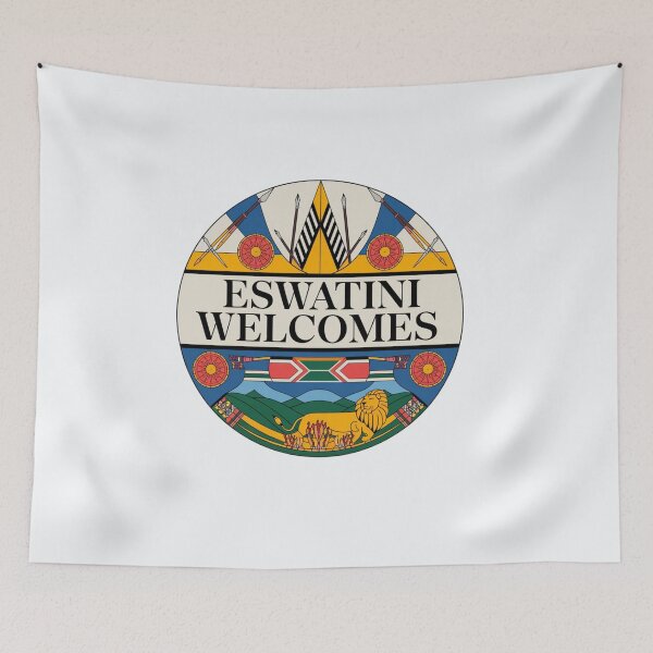 Item preview, Eswatini Welcomes Flag Map Mbabane, Lobamba designed and sold by AnimalsDH305.