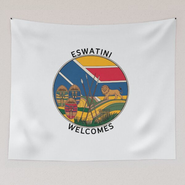 Item preview, Eswatini Welcomes Flag Map Mbabane, Lobamba designed and sold by AnimalsDH305.