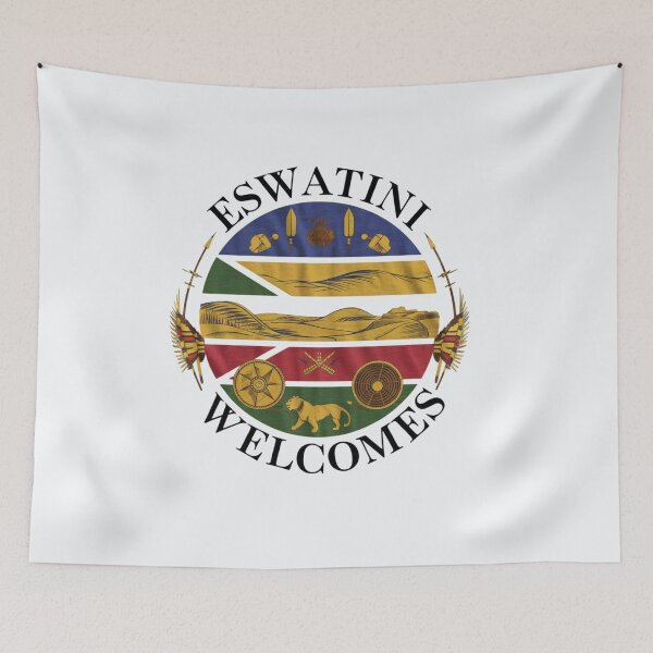 Item preview, Eswatini Welcomes Flag Map Mbabane, Lobamba designed and sold by AnimalsDH305.