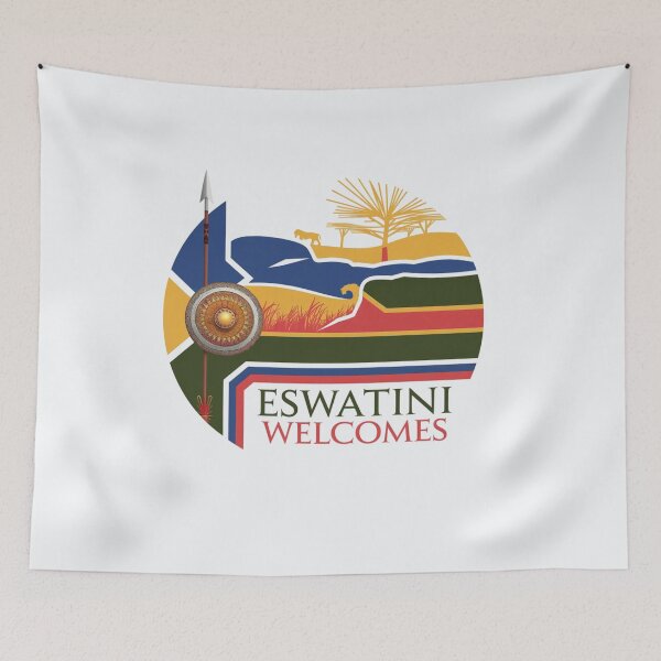 Item preview, Eswatini Welcomes Flag Map Mbabane, Lobamba designed and sold by AnimalsDH305.