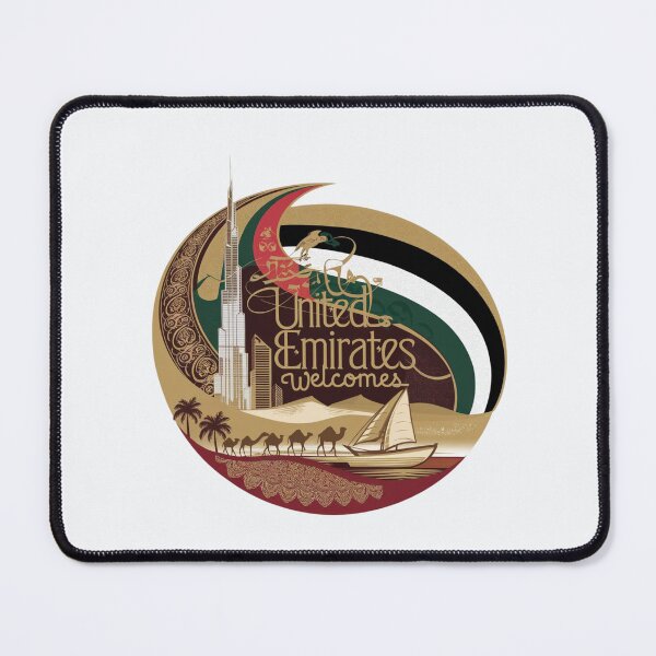 Item preview, United Emirates Welcomes Flag Map Dubai, Abu Dhabi designed and sold by AnimalsDH305.