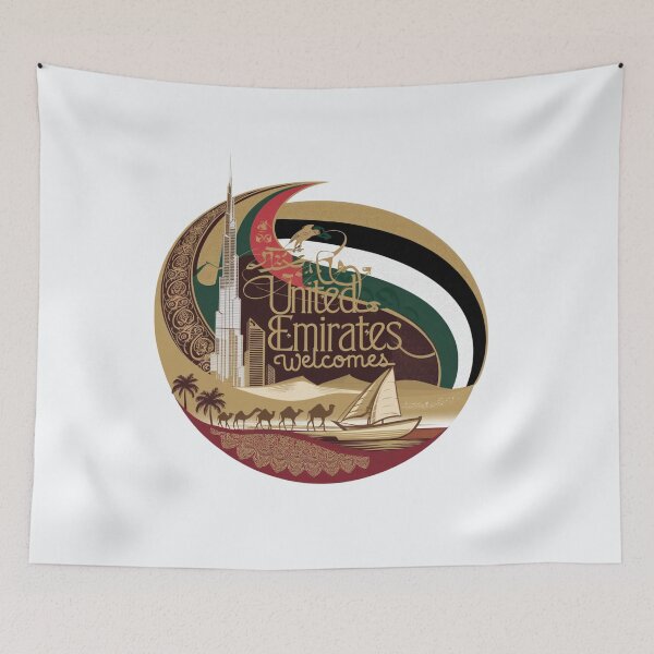 Item preview, United Emirates Welcomes Flag Map Dubai, Abu Dhabi designed and sold by AnimalsDH305.