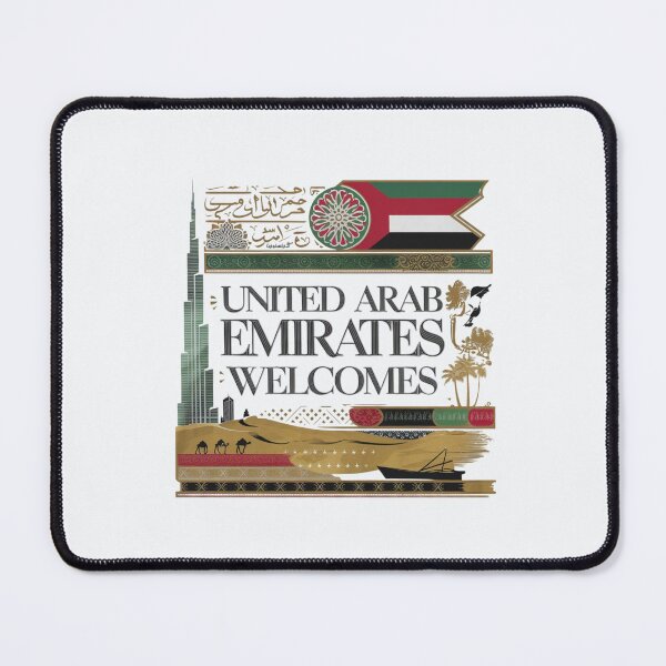 Item preview, United Emirates Welcomes Flag Map Dubai, Abu Dhabi designed and sold by AnimalsDH305.