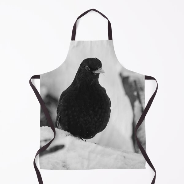 Item preview, Eurasian blackbird and snowy forest bw designed and sold by Jouko Lehto Photography.