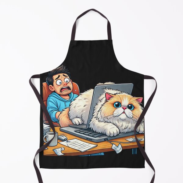 Item preview, Fluffy Cat Laptop Takeover - Work-from-Home Humor designed and sold by Desireehaz.
