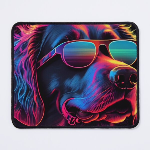 Item preview, Dog in synthwave style. VR videogame experience in 80's synth wave and retro vaporwave futuristic aesthetics designed and sold by anytka.