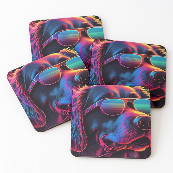 Item preview, Dog in synthwave style. VR videogame experience in 80's synth wave and retro vaporwave futuristic aesthetics designed and sold by anytka.