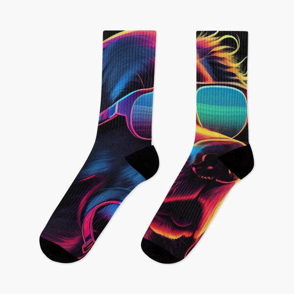 Item preview, Dog in synthwave style. VR videogame experience in 80's synth wave and retro vaporwave futuristic aesthetics designed and sold by anytka.