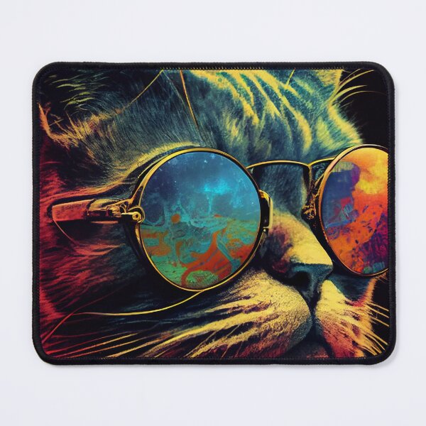 Item preview, Cat wearing sunglasses. VR videogame experience in 80's synth wave and retro vaporwave futuristic aesthetics designed and sold by anytka.