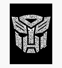 Transformer Autobots White Photographic Print