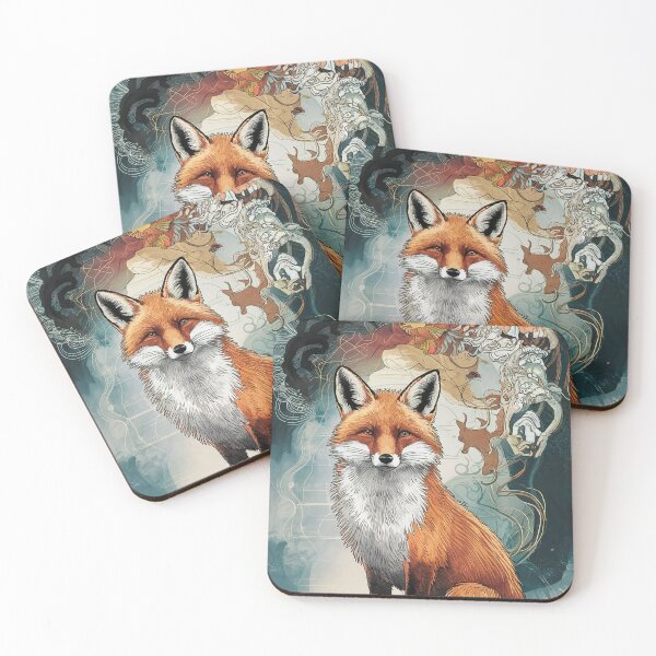 Item preview, Kawaii Fox Whimsical Wild Life Abstract Vintage Zentangle Art designed and sold by Witty Shirts.