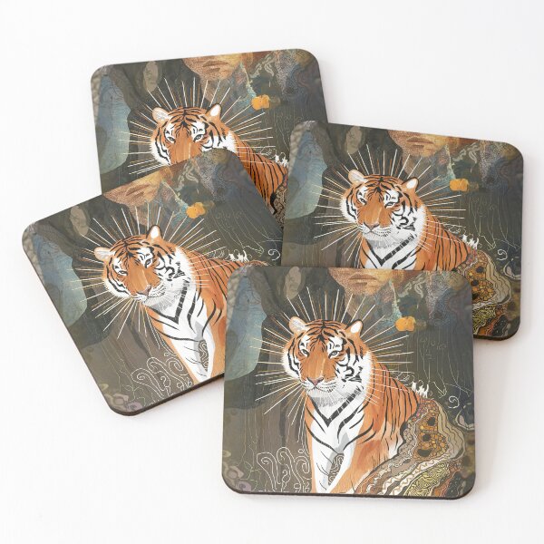 Item preview, Kawaii Tiger Whimsical Wild Life Abstract Vintage Zentangle Art designed and sold by Witty Shirts.