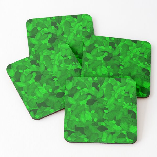 Item preview, Moody Tossed Privet Leaves Monochrome Green Halfdrop 00ff03 designed and sold by Art in My Loft.
