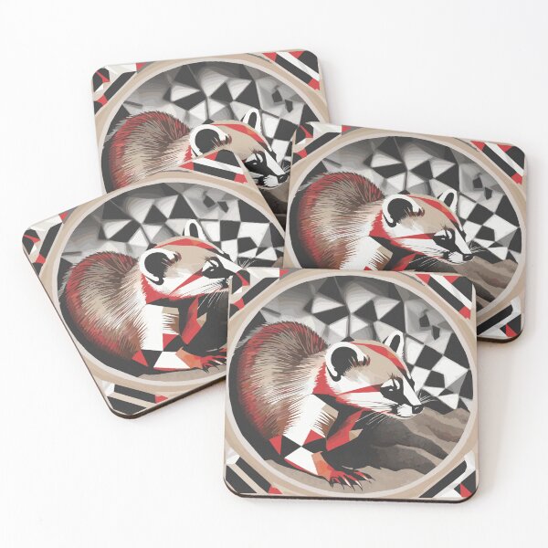 Item preview, Black-footed Ferret I | Endangered Animal Species Abstract Geometric Art | Digital Wildlife Collection designed and sold by DinaMite-Art.