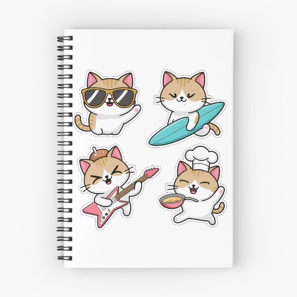 Item preview, Fun Pet Cat Sticker Pack, Guitarist, Surfer, Chef, and Cool Kitty designed and sold by Apaisan.