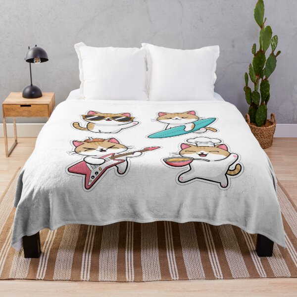 Item preview, Fun Pet Cat Sticker Pack, Guitarist, Surfer, Chef, and Cool Kitty designed and sold by Apaisan.