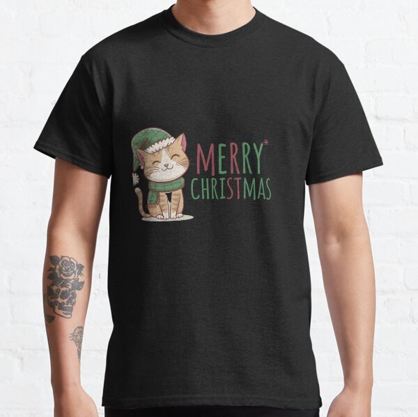 Item preview, Merry Christmas Cat With Hat Festive Holiday T-Shirts designed and sold by BoutiqueDeTiger.