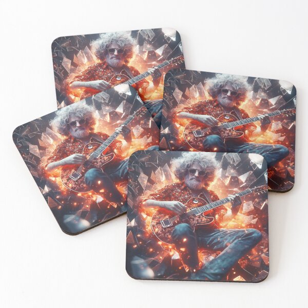 Item preview, jerry garcia Explosive Music Icon in Shattered Glass Design designed and sold by PixelMuse2024.