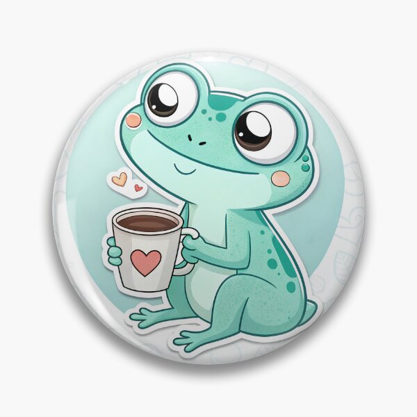 Item preview, Happy chibi frog with coffee designed and sold by AhArtMe.