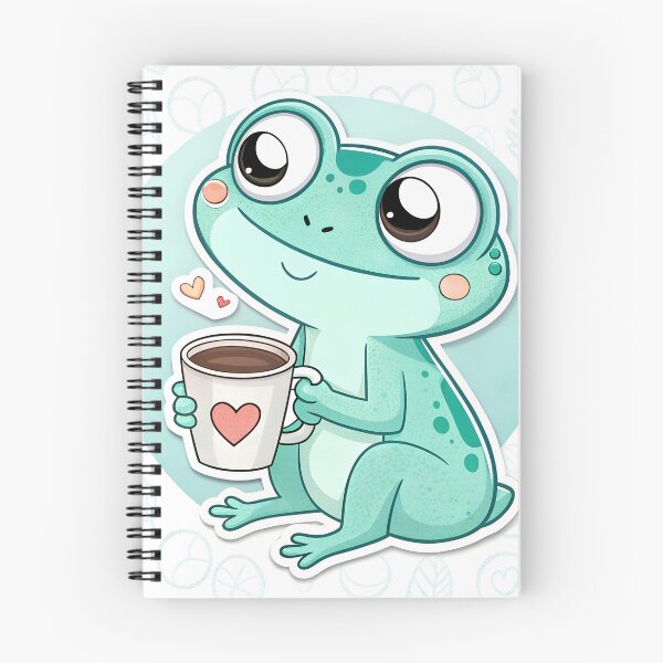 Item preview, Happy chibi frog with coffee designed and sold by AhArtMe.