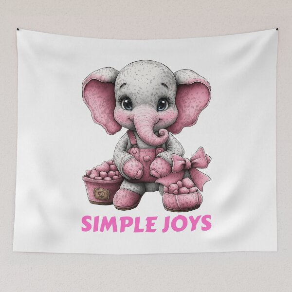 Item preview, Simple Joys of a Pink Elephant designed and sold by BukkyStory.