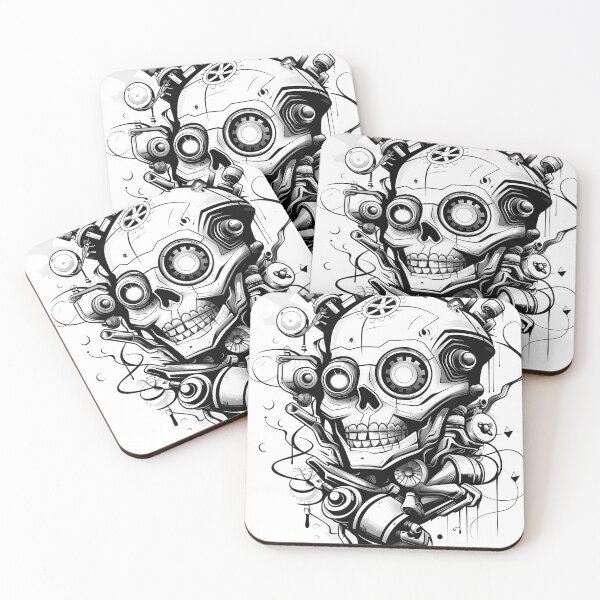 Item preview, Black and white roboskull 01 designed and sold by plas-tique.