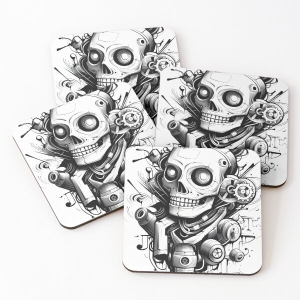 Item preview, Black and white roboskull 03 designed and sold by plas-tique.