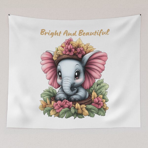 Item preview, Bright and Beautiful Floral Elephant designed and sold by BukkyStory.