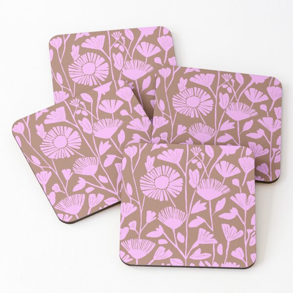 Aperçu de l'œuvre Motif floral abstrait en mousse moka et rose créée et vendue par MindFulStudios.