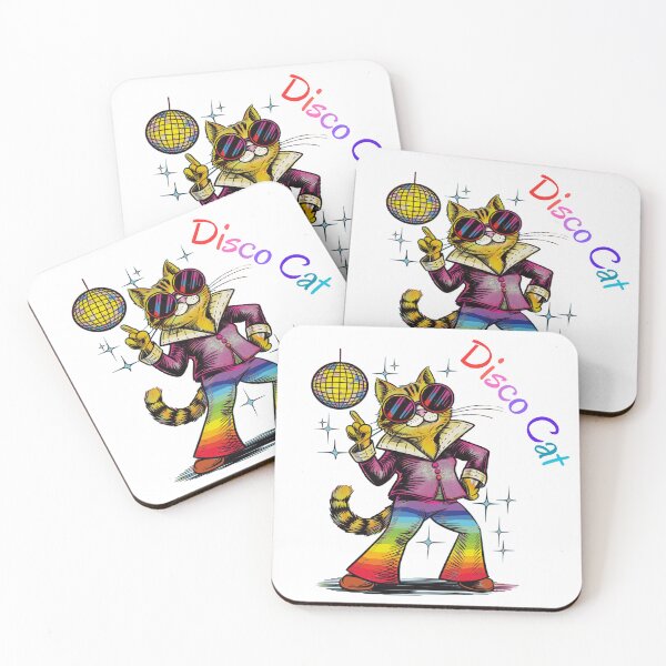 Item preview, 70's disco cat, dancing 1970 discotech retro designed and sold by MiowandMolly.