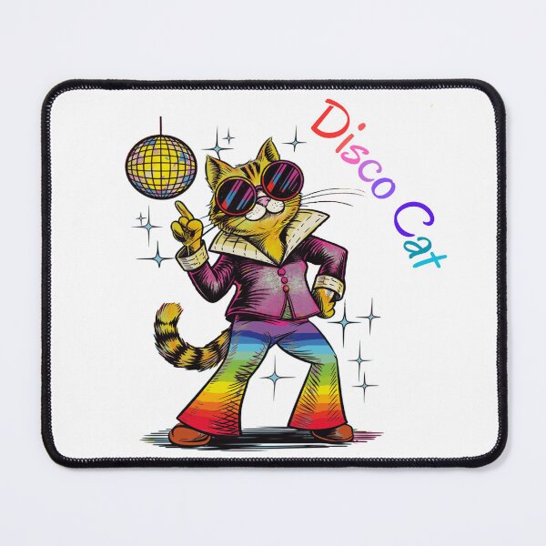 Item preview, 70's disco cat, dancing 1970 discotech retro designed and sold by MiowandMolly.