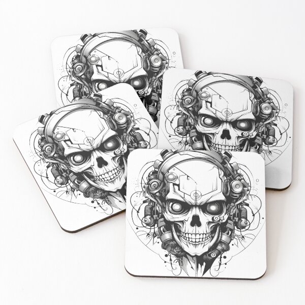 Item preview, Black and white roboskull 06 designed and sold by plas-tique.