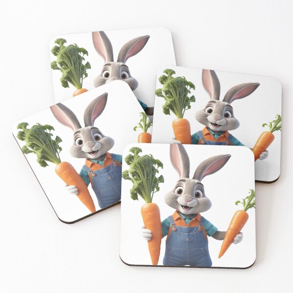 Item preview, 3d Cartoon Rabbit Farmer with Carrots designed and sold by CuteopiaGallery.