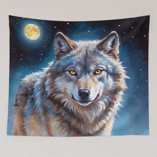 Item preview, Mystical Wolf Under the Moonlit Sky designed and sold by faunathreads.