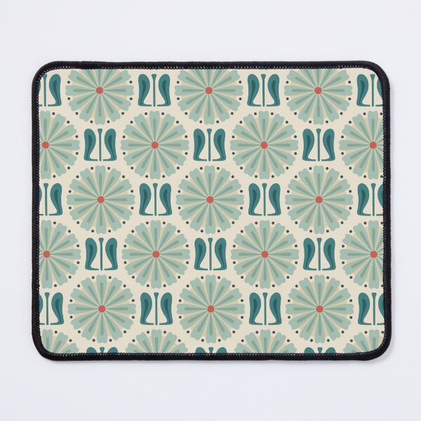 Item preview, KF 0331 D - Vintage Retro Daisy 70s Floral Pattern in Teal Turquoise Cream designed and sold by KhakiFinch.