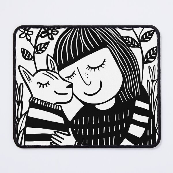 Item preview, Minimalist Line Art of Girl with Pet - Creative Design for Apparel, Accessories, and Lifestyle Products designed and sold by House Of Roza.