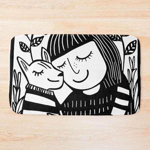 Item preview, Minimalist Line Art of Girl with Pet - Creative Design for Apparel, Accessories, and Lifestyle Products designed and sold by House Of Roza.