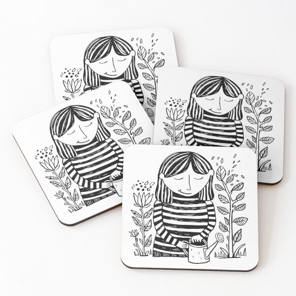 Item preview, Minimalist Line Art of Girl with Plants - Modern Design for Lifestyle Products, Apparel, and Accessories designed and sold by House Of Roza.