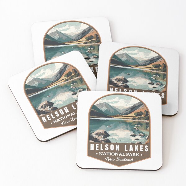 Item preview, Nelson Lakes National Park in New Zealand Retro Travel Art Emblem designed and sold by MaateoDesign.