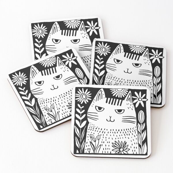 Item preview,  Minimalist Line Art of Happy Cat - Modern Design for Apparel, Accessories, and Decor designed and sold by House Of Roza.
