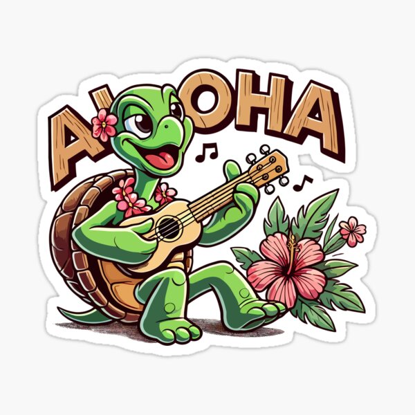 Artikel-Vorschau von Aloha Schildkröte Ukulele Hawaii Hibiskus Geschenk, designt und verkauft von Pineapple-Tree.
